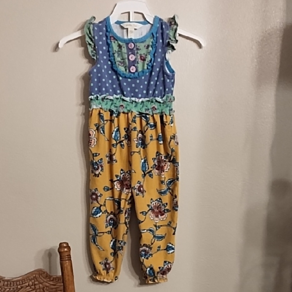 Matilda Jane Yellow and Blue Romper with Floral Print